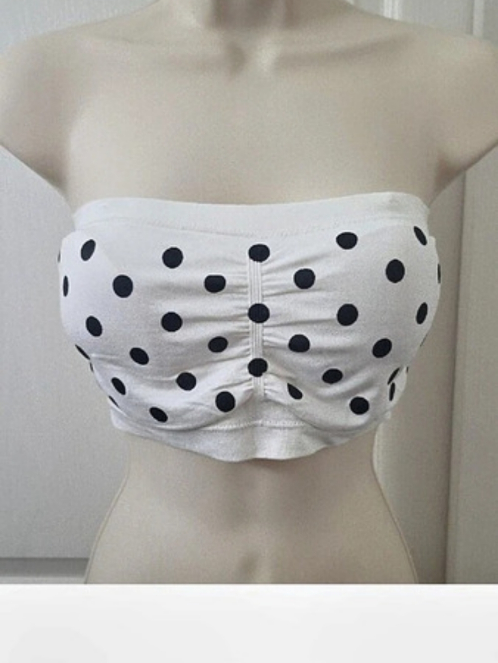 Zenana | Seamless Polka Dot Bandeau Tube Top Polka Dot Bandeau in White&Black-XL